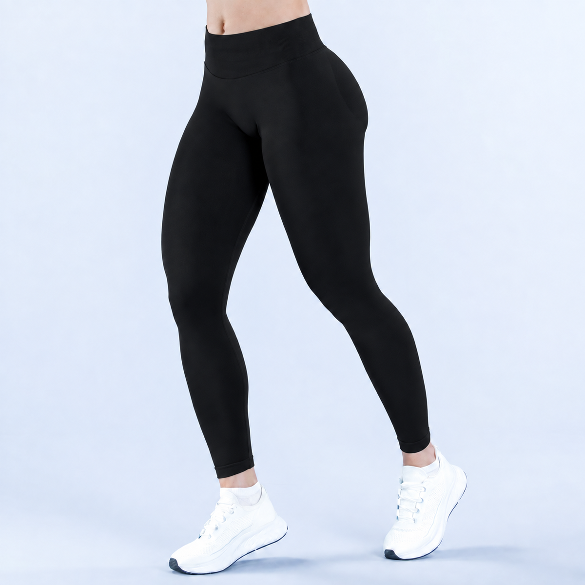 No Logo Gym Leggings Women Seamless Yoga Pants High Waist Low Ribbed Band Fitness Leggings Fitness Sweat Wicking Workout Tights