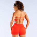 Pericic 2 Pieces Yoga Set Women Backless Bandeau Sports Bra Scrunch Shorts Yoga Clothing Workout Clothes Outfits Sets Gym Set