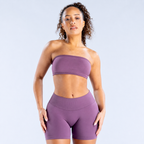 Pericic 2 Pieces Yoga Set Women Backless Bandeau Sports Bra Scrunch Shorts Yoga Clothing Workout Clothes Outfits Sets Gym Set