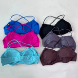 Seamless Sports Bra Women Cross Back Straps Yoga Bra V-shape Scoop Padded Gym Top Yoga Underwear Fitness Workout Clothes