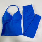 No Logo Seamless Gym Set Women Tank Tops High Waist Scrunch Yoga Leggings Fitness Clothes Workout Sets Gym Suit Activewear