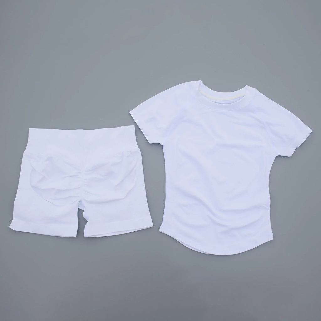 2 Pieces AURA IMPACT Sports Sets Short Sleeve Seamless Yoga Top Fitness Set Women Workout Running Sports Shorts Gym Suit