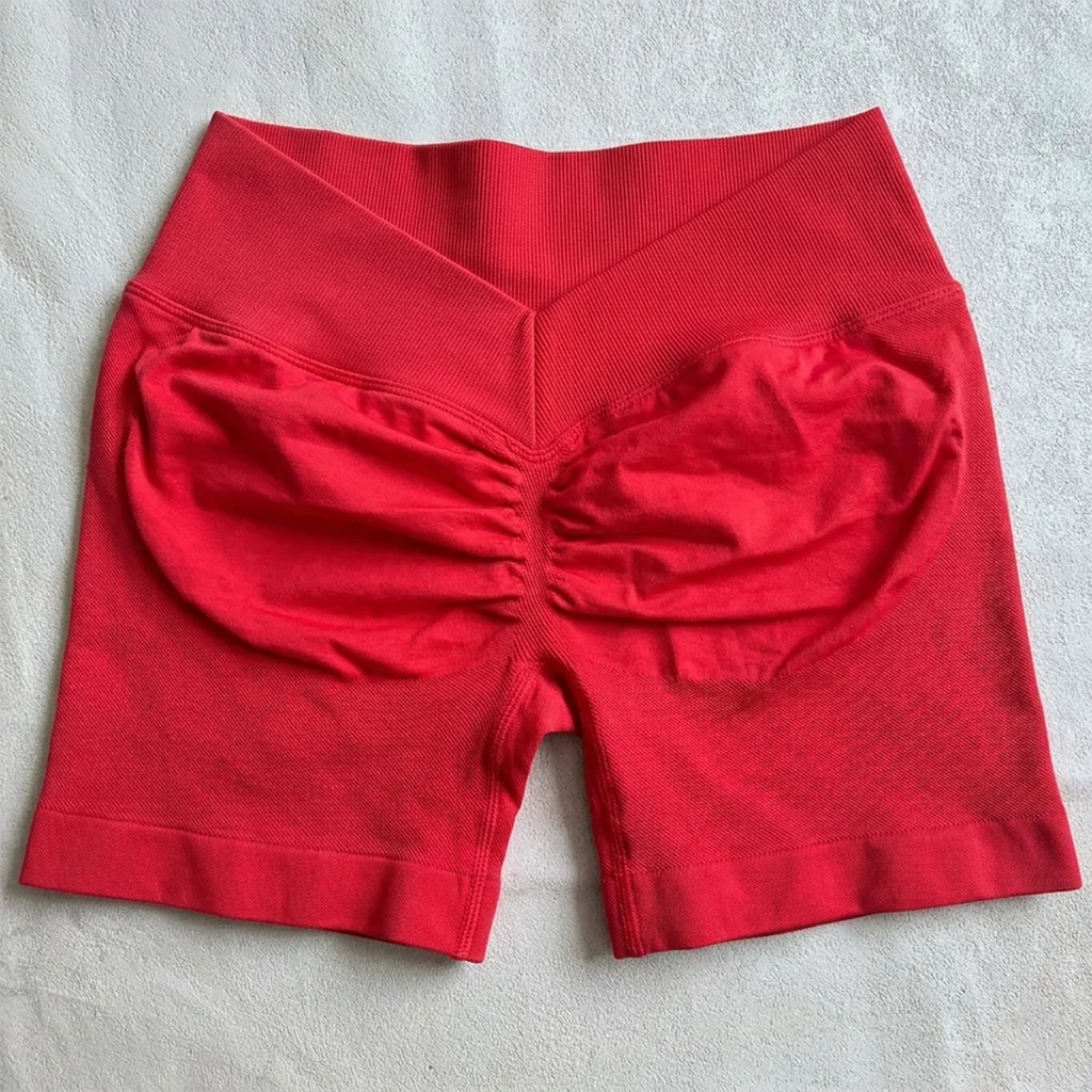 V-Back Scrunch Shorts Women Seamless V Waist Line Scrunch Booty Shorts Fitness Workout Running Yoga Gym Shorts