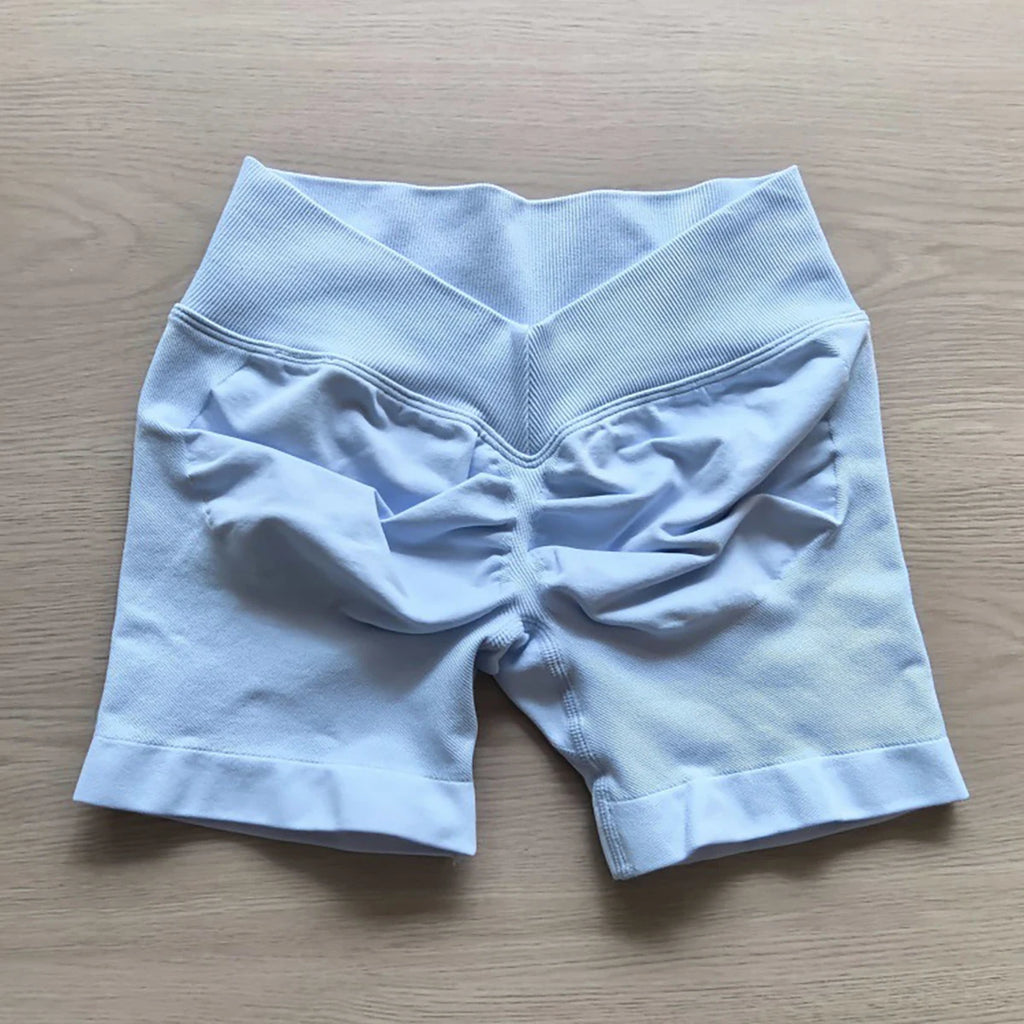 V-Back Scrunch Shorts Women Seamless V Waist Line Scrunch Booty Shorts Fitness Workout Running Yoga Gym Shorts