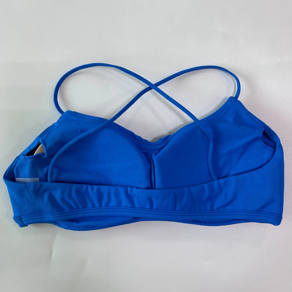Seamless Sports Bra Women Cross Back Straps Yoga Bra V-shape Scoop Padded Gym Top Yoga Underwear Fitness Workout Clothes