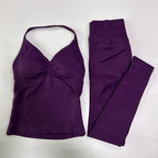 No Logo Seamless Gym Set Women Tank Tops High Waist Scrunch Yoga Leggings Fitness Clothes Workout Sets Gym Suit Activewear