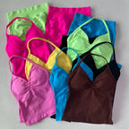 No Logo Seamless Gym Set Women Tank Tops High Waist Scrunch Yoga Leggings Fitness Clothes Workout Sets Gym Suit Activewear