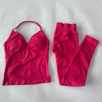 No Logo Seamless Gym Set Women Tank Tops High Waist Scrunch Yoga Leggings Fitness Clothes Workout Sets Gym Suit Activewear