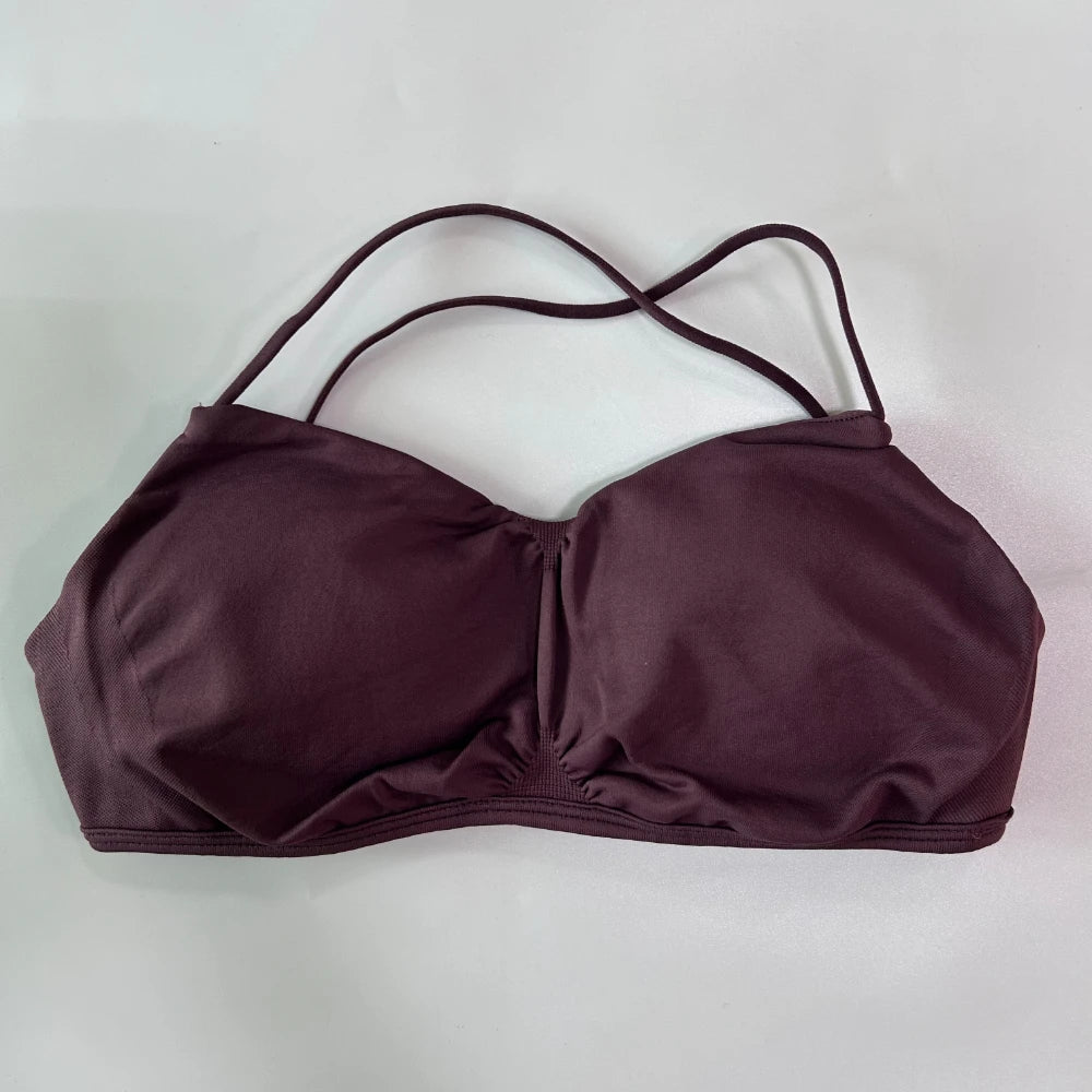 Seamless Sports Bra Women Cross Back Straps Yoga Bra V-shape Scoop Padded Gym Top Yoga Underwear Fitness Workout Clothes