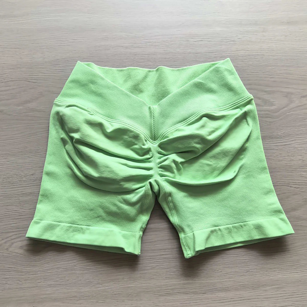 V-Back Scrunch Shorts Women Seamless V Waist Line Scrunch Booty Shorts Fitness Workout Running Yoga Gym Shorts