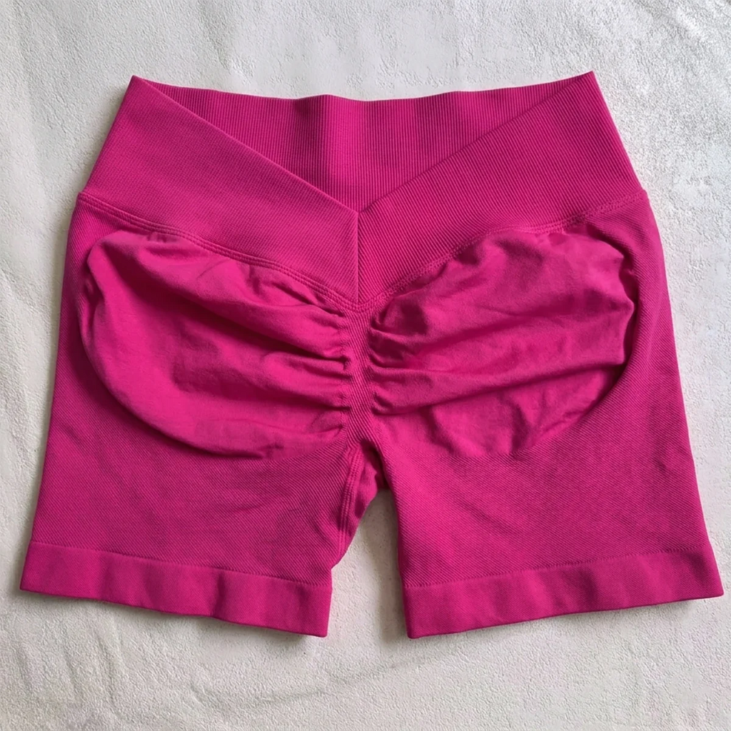 V-Back Scrunch Shorts Women Seamless V Waist Line Scrunch Booty Shorts Fitness Workout Running Yoga Gym Shorts