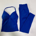 No Logo Seamless Gym Set Women Tank Tops High Waist Scrunch Yoga Leggings Fitness Clothes Workout Sets Gym Suit Activewear