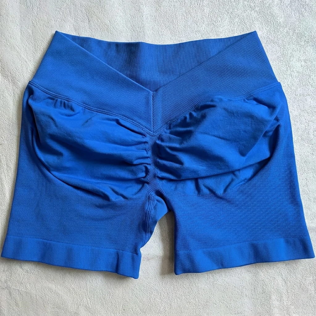 V-Back Scrunch Shorts Women Seamless V Waist Line Scrunch Booty Shorts Fitness Workout Running Yoga Gym Shorts