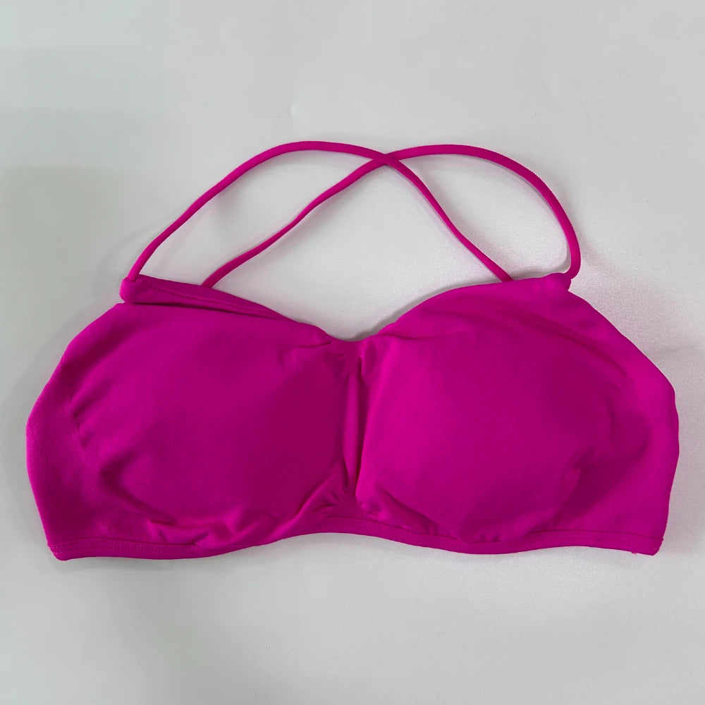 Seamless Sports Bra Women Cross Back Straps Yoga Bra V-shape Scoop Padded Gym Top Yoga Underwear Fitness Workout Clothes