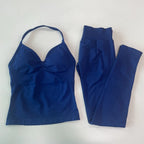 No Logo Seamless Gym Set Women Tank Tops High Waist Scrunch Yoga Leggings Fitness Clothes Workout Sets Gym Suit Activewear