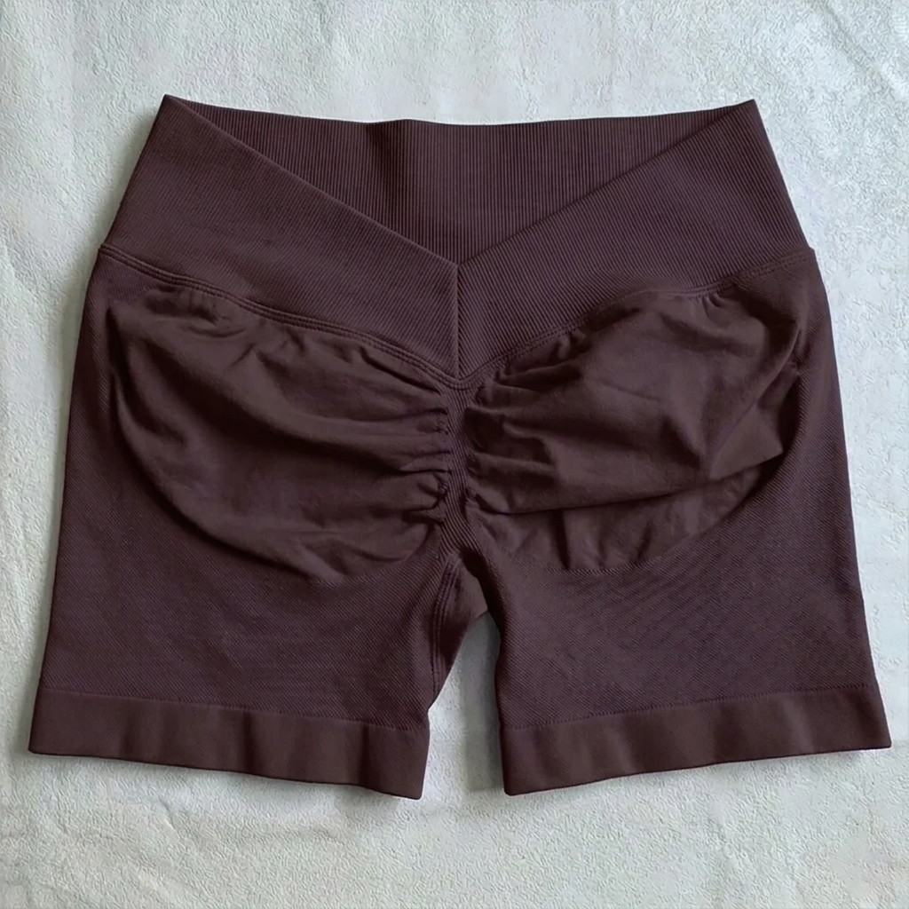 V-Back Scrunch Shorts Women Seamless V Waist Line Scrunch Booty Shorts Fitness Workout Running Yoga Gym Shorts